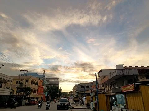 The sky is decorated with clouds. Foto stock
