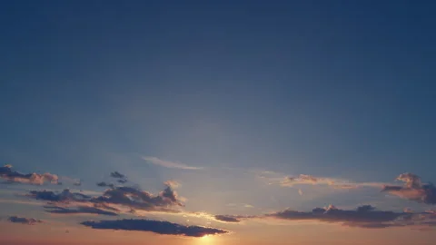 Sky different shades sunset. Dramatic blue, colorful clouds. Sunset sky with Stock Footage 265707727