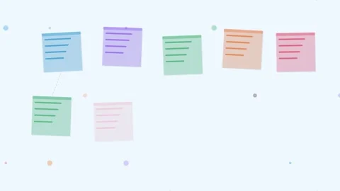 Sky Digital Whiteboard Sticky Note Brainstorm Flat Design Loop Stock Footage 342605806