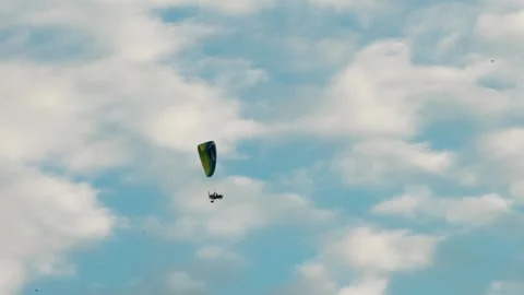 Sky Diver Freedom, Piloting Through Clouds Peacefully, Soaring In Open Air Above Stock Footage 324496736