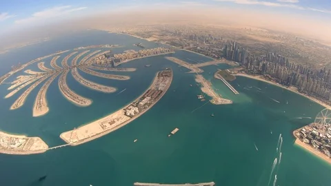 Sky Diver Over The Palm Dubai Stock Footage 101736132