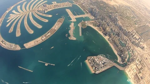 Sky Diver Over The Palm Dubai Stock Footage 101737043