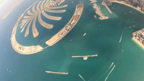 Sky Diver Over The Palm Dubai Stock Footage 101737053