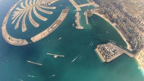 Sky Diver Over The Palm Dubai Stock Footage 101737064