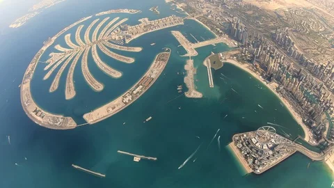Sky Diver Over The Palm Dubai Stock Footage 101737412