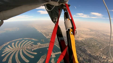 Sky Diver Over The Palm Dubai Stock Footage 138702603