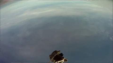 Sky diver parachute opening up Stock Footage 78011482