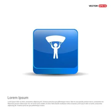 Sky Diving Icon - 3d Blue Button 스톡 일러스트