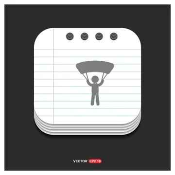 Sky Diving Icon Gray icon on Notepad Style template Vector EPS 10 Free Icon Ilustración de archivo