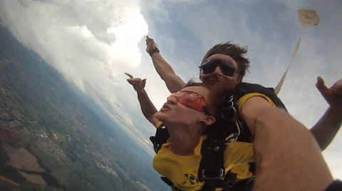 Sky diving tandem in Brazil Stock Footage
