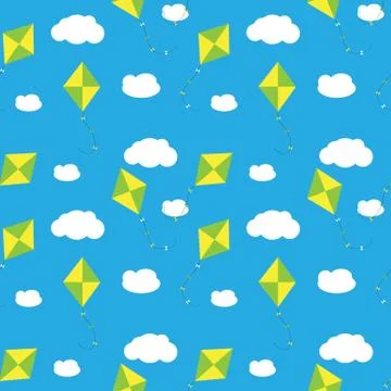 Sky Dragon and Cloud Seamless Pattern Background Vector Illustra Stock Illustration