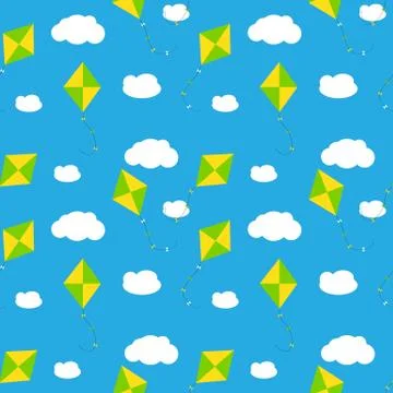 Sky Dragon and Cloud Seamless Pattern Background Vector Illustra 스톡 일러스트