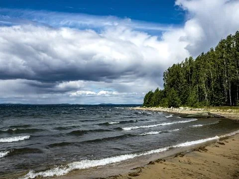 Sky with dramatic white and gray clouds Stock Photos
