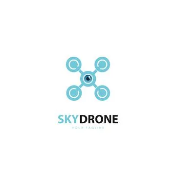 SKY DRONE Logo Design Template Flat Style Design Vector Stock Illustration