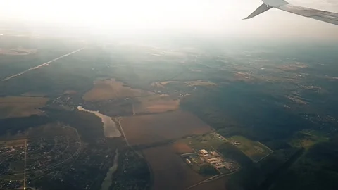 Sky during the day from the window of the plane window. Stock Footage 140936531