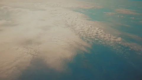 Sky during the day from the window of the plane window. Stock Footage 140938124
