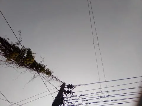 Sky with electric poll Stock Photos
