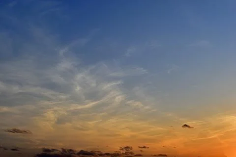 The sky in the evening with clouds and the setting sun Stock Photos