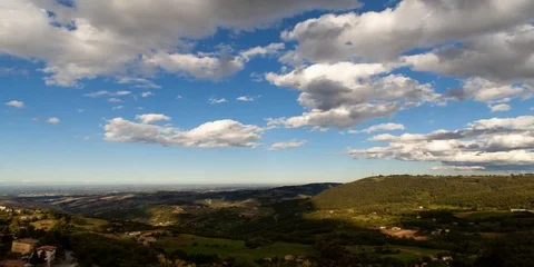 Sky with fast clouds and shadows on landscape in Italian mountains timelapse Stock Footage 115832718