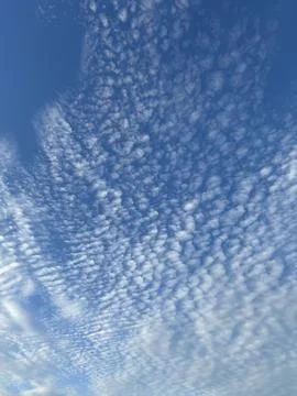 Sky filled with delicate altocumulus cloud formations Stock Photos