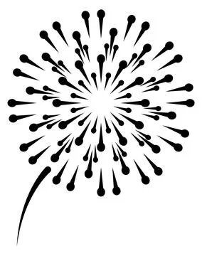 Sky fire explosion. Firework show black icon Stock Illustration