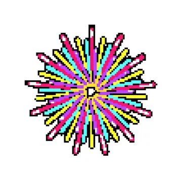 Sky firework pixel art vector illustration Stock Illustration