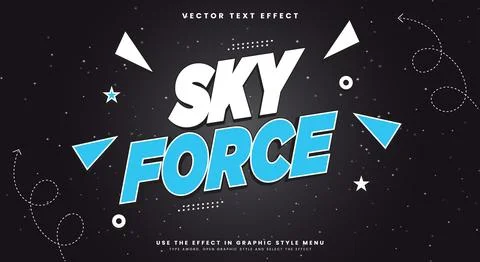 Sky force editable text effect Stock Illustration