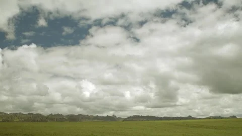 Sky full of clouds over the Huayllay stone forest in the background. Stock Footage 340763881