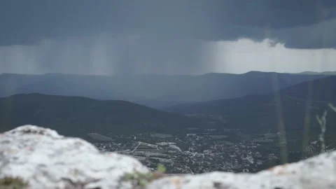 Sky full of rain cloud in mountains. Footage. Sky and mountain background 스톡 동영상 145950461