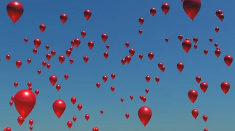 A sky full of red balloons floating upwa | Stock Video | Pond5