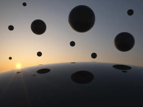 Sky full of spheres Stock Illustration