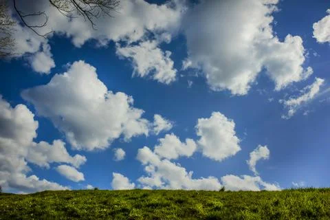 Sky Full of White Fluffy Clouds Stock Photos
