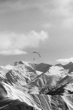 Sky gliding in winter mountains 写真素材