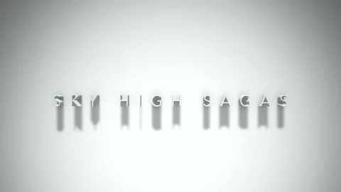 SKY HIGH SAGAS 3D title animation with shadows on a white background Stock Footage 296789699