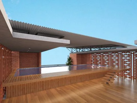 Sky-High Style Rooftop Interior Design Ideas for a Chic and Trendy Space Stock-Illustration