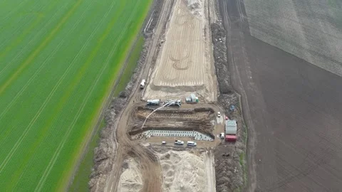 Sky High View: Lean Concrete Pouring for Massive Bridge Construction Video stock 297067911
