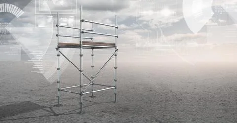Sky landscape with technology interface and 3D Scaffolding Stock Illustration