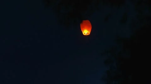 Sky lantern - also known as Kongming Lanterns Stock Footage 7908802