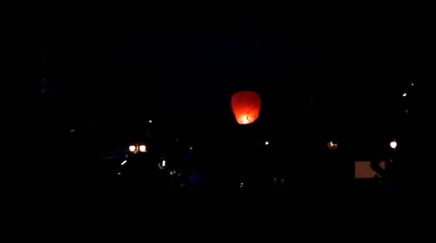 The sky lantern fly up to the sky Stock Footage 34380835