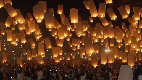 Sky lantern side tele shot full hd 50fps Stock Footage 101017032