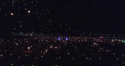 Sky lanterns floating in the air at Lantern Festival 動画素材 73550431