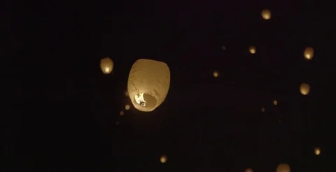 Sky lanterns floating in the air at Lantern Festival 動画素材 73567021