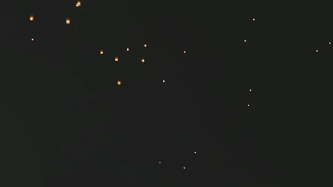 Sky lanterns, flying lanterns, floating lanterns, hot-air balloons. Stock Footage 319742649
