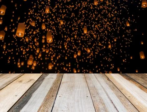 Sky lanterns, flying lanterns, floating lanterns, hot-air balloons Loy Kratho Stock Photos