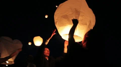 Sky lanterns Stock Footage 10917857