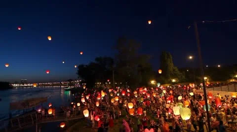 Sky Lanterns Stock Footage 21295523
