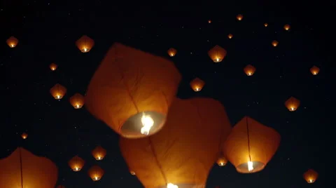 Sky Lanterns Stock Footage 58799374