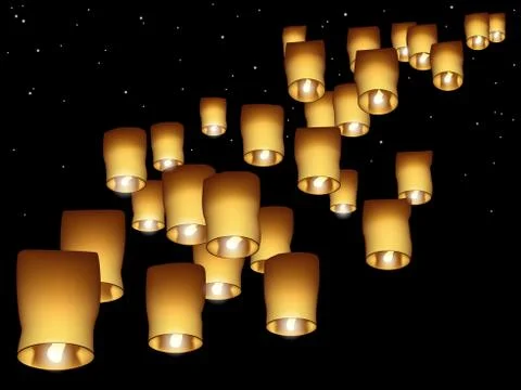 Sky lanterns Stock Illustration