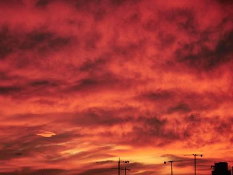 Sky light after sunset. orange background Stock Photos
