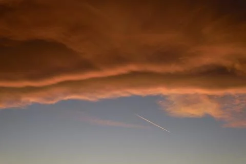 A Sky light after sunset. orange background Stock Photos